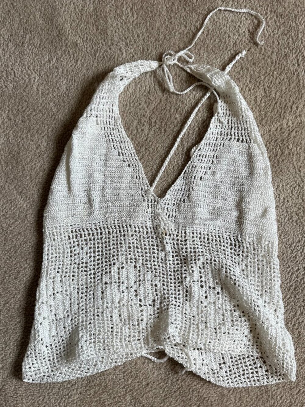 Handmade White Crochet Halter Tank Top - Boho Festival Spain Unique